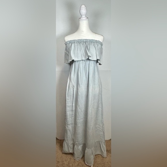 Fairycore Romantic Chambray Tiered Off-Shoulder Sundress. Size Small. - Picture 2 of 11
